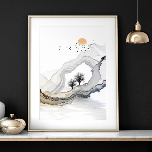 Set of 3 Modern Minimalist Home Office Framed Wall Art Prints – Elegant Workspace Wall Decor